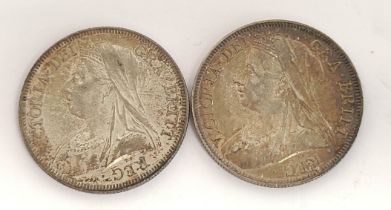 United Kingdom. Queen Victoria (1837-1901) silver halfcrowns dated 1893 and 1897 S.3938. Both VF/