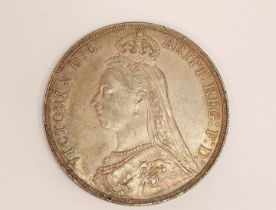 United Kingdom. Queen Victoria (1837-1901) silver crown 1888 (narrow date) S.3921. EF