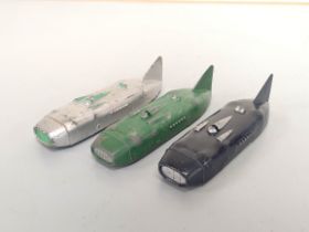 Dinky Toys. Three Dinky Meccano no 23S diecast  "Thunderbolt" George Eyston Record Racing Cars. (3)