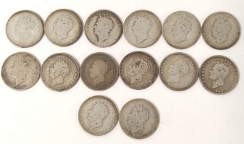 United Kingdom. George IV shillings to include three 1825 issues, four dated 1826, another dated