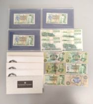 Scotland. Group of banknotes to include six RBS Robert Louis Stevenson 1pound notes Uncirculated and