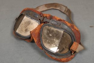 WW2 era RAF Mk VIII flying goggles with spear lenses.