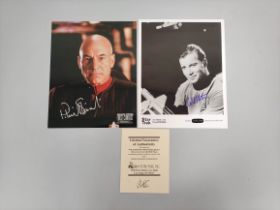Star Trek. Signed photograph of Patrick Stewart from the film First Contact and another signed by