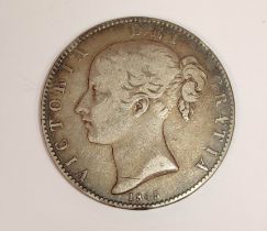 United Kingdom. Queen Victoria (1837-1901) silver crown 1845 cinquefoil stops S3882. VG