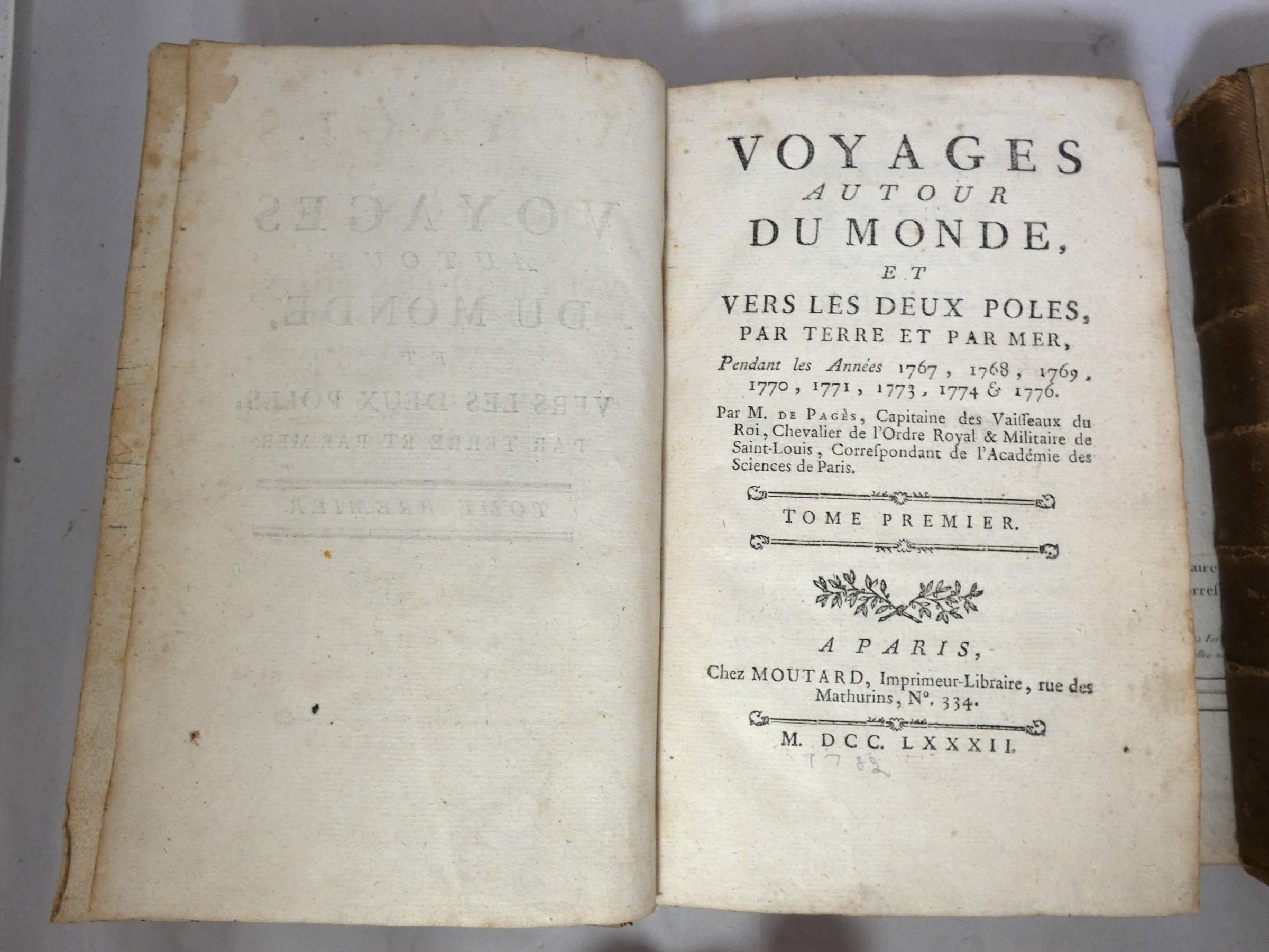 DE PAGES P. M. F.  Voyages Autour Du Monde et Vers Les Deux Poles par Terre et Par Mer. 2 vols. Half - Image 2 of 4