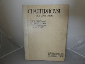 CAMERON D. Y. (Illus).  Charterhouse Old & New. Letterpress & 4 original etchings by Cameron (fine