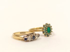 Two gem rings in 9ct gold. 6g gross.