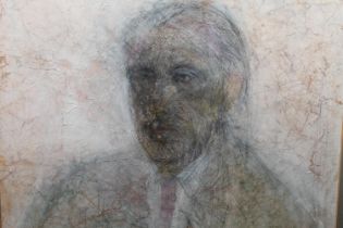 Helen Cecilia Lee (British b 1951)  Bust length portrait of a gentleman Mixed media, signed lower