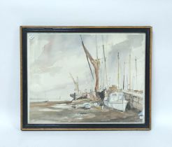 B.G. Healey (British) Fishing Boats on the Beach Watercolour Signed and dated 85 36cm x 47cm.
