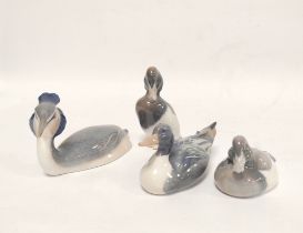 Three Royal Copenhagen duck figures, shape numbers 1924, 1933 and 1941, with a Royal Copenhagen