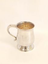 Silver baluster pint mug of early Georgian style Birmingham 1945. 340g, 11oz.