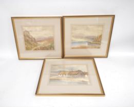 Norman MacDougall (Scottish 1852-1939) Cottages at Luss Horniston Crag Loch Esk Watercolours Signed,