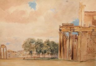 Thomas Hartley Cromek (British 1809-1873)   Temple of Antoninus and Fautina with the three columns