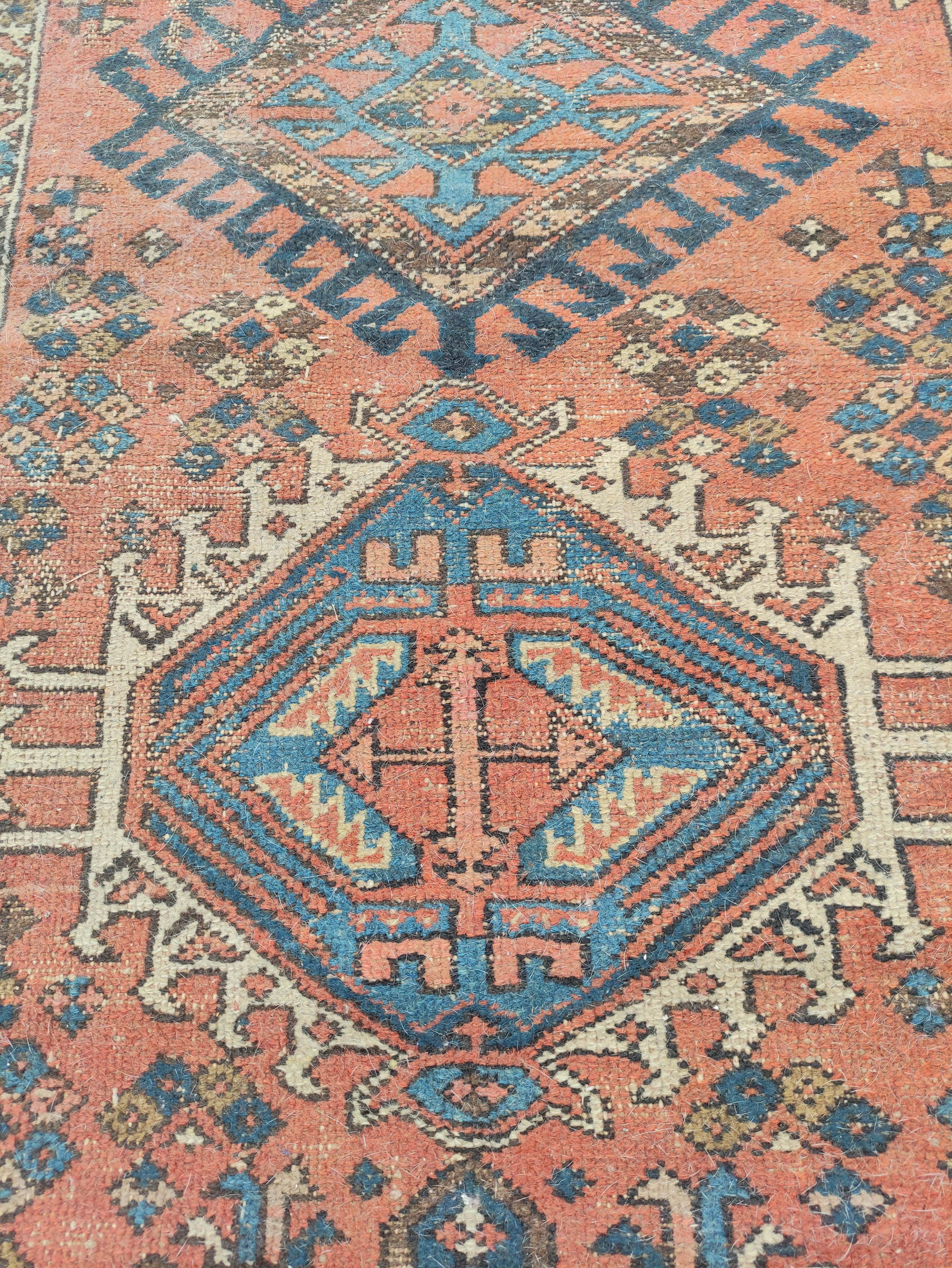 Antique Kurdistan / Turkish hand knotted runner with assorted geometric medallions to the centre - Image 2 of 4