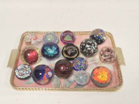 Collection of Art glass paperweights to include example by Caithness, Mdina, John Deacons, Candy