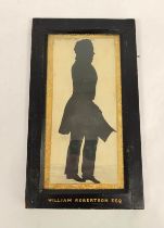 William Robertson Esq.  Full length 19th cent. silhouette portrait in black frame, 28 x 16 cms.,