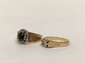 Diamond and sapphire ring and another. 9ct gold. 6g (2)