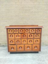 Vintage haberdashery chest of drawers, retailed by Ray Miles of Liverpool, with four sets of five