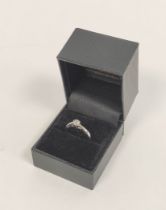 Diamond solitaire ring in 18ct white gold. Size 'K' 2.1g.