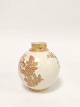Royal Worcester blush ivory oviform vase circa late 19th century with gilded concentric rim above