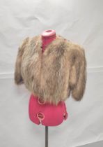 Vintage lady's short fur cape jacket with satin lining, no labels.