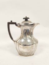 Silver hot water pot, part fluted 1905, 572g. 18oz