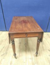 Victorian mahogany Pembroke table with drawer to one end and faux drawer to opposing end, on