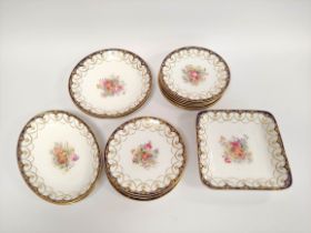 Royal Doulton porcelain fruit set to include  twelve  plates, serving dishes etc, decorated with