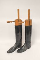 Pair of Antique black leather riding boots belonging to Major Macalister Hall of the Argyll &