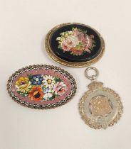 Victorian micro mosaic brooch, with a spray of flowers in gilt metal, a similar more modern