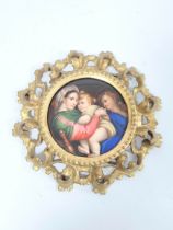 After Raphael, "Madonna Della Seggiola" Continental porcelain plaque circa 1900, 15cm diameter,