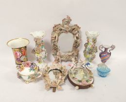 Group of Continental porcelain & glass circa late 19th century and later to include pair of