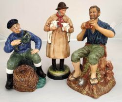 Three Royal Doulton figures, Lobster Man HN2317 H20cm, Lambing Time HN1890 H23cm, and Dreamweaver
