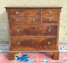 Mahogany secretaire chest of drawers, with fall front secretaire drawer enclosing pigeon holes and