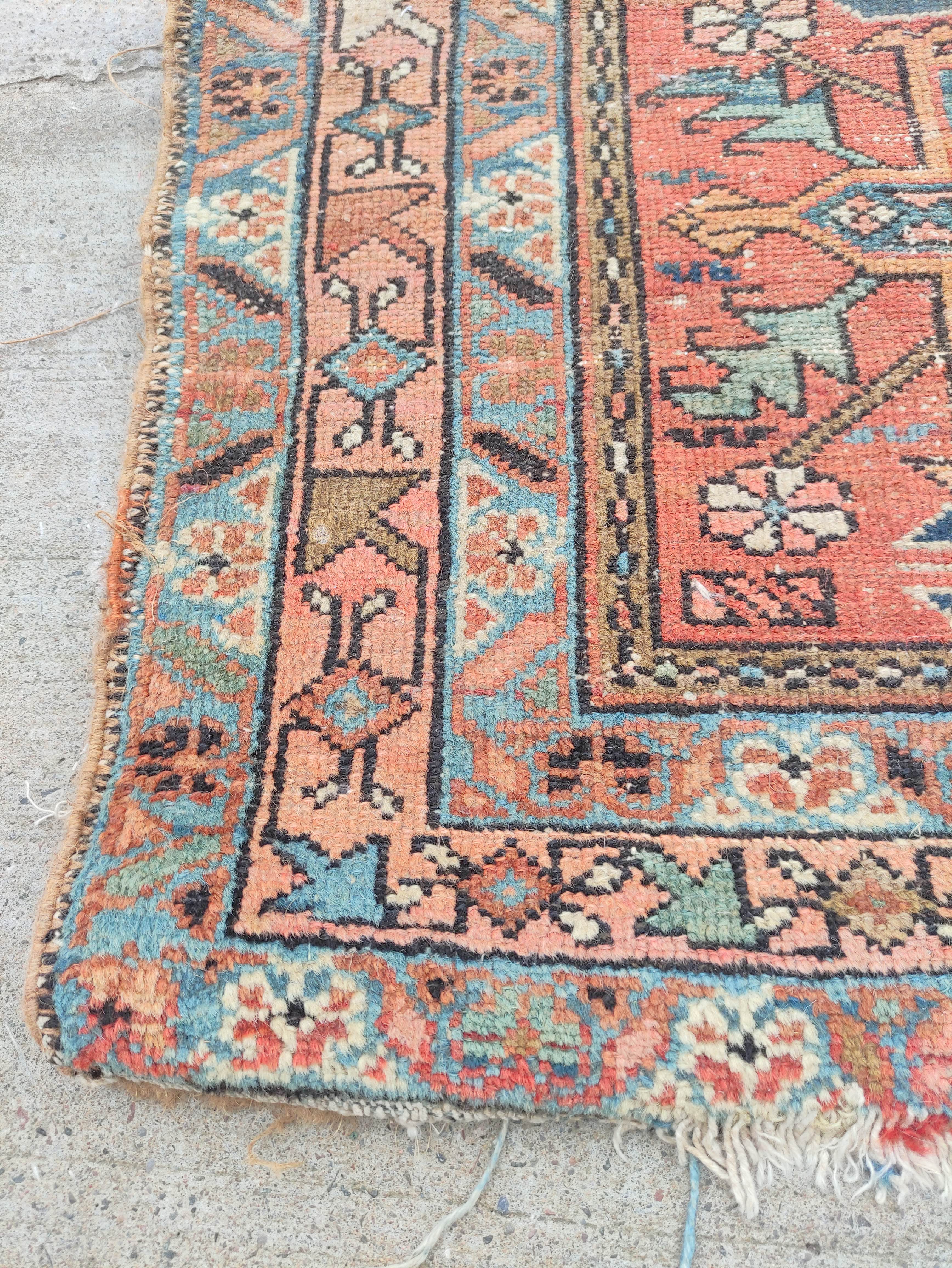 Antique Kurdistan / Turkish hand knotted runner with assorted geometric medallions to the centre - Image 2 of 4