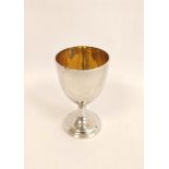 Silver goblet with ovoid bowl upon spreading foot with reeded edge, maker perhaps William Hall 1803.