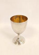 Silver goblet with ovoid bowl upon spreading foot with reeded edge, maker perhaps William Hall 1803.