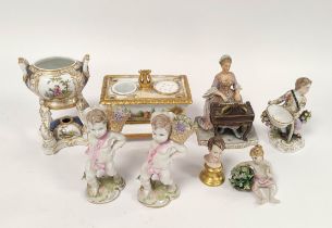 Group of Continental porcelain circa late 19th / early 20th century to include an inkstand, pair