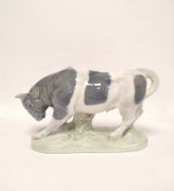 Royal Copenhagen figure of a bull of large form, signed to green painted base, shape no 1195, 37cm