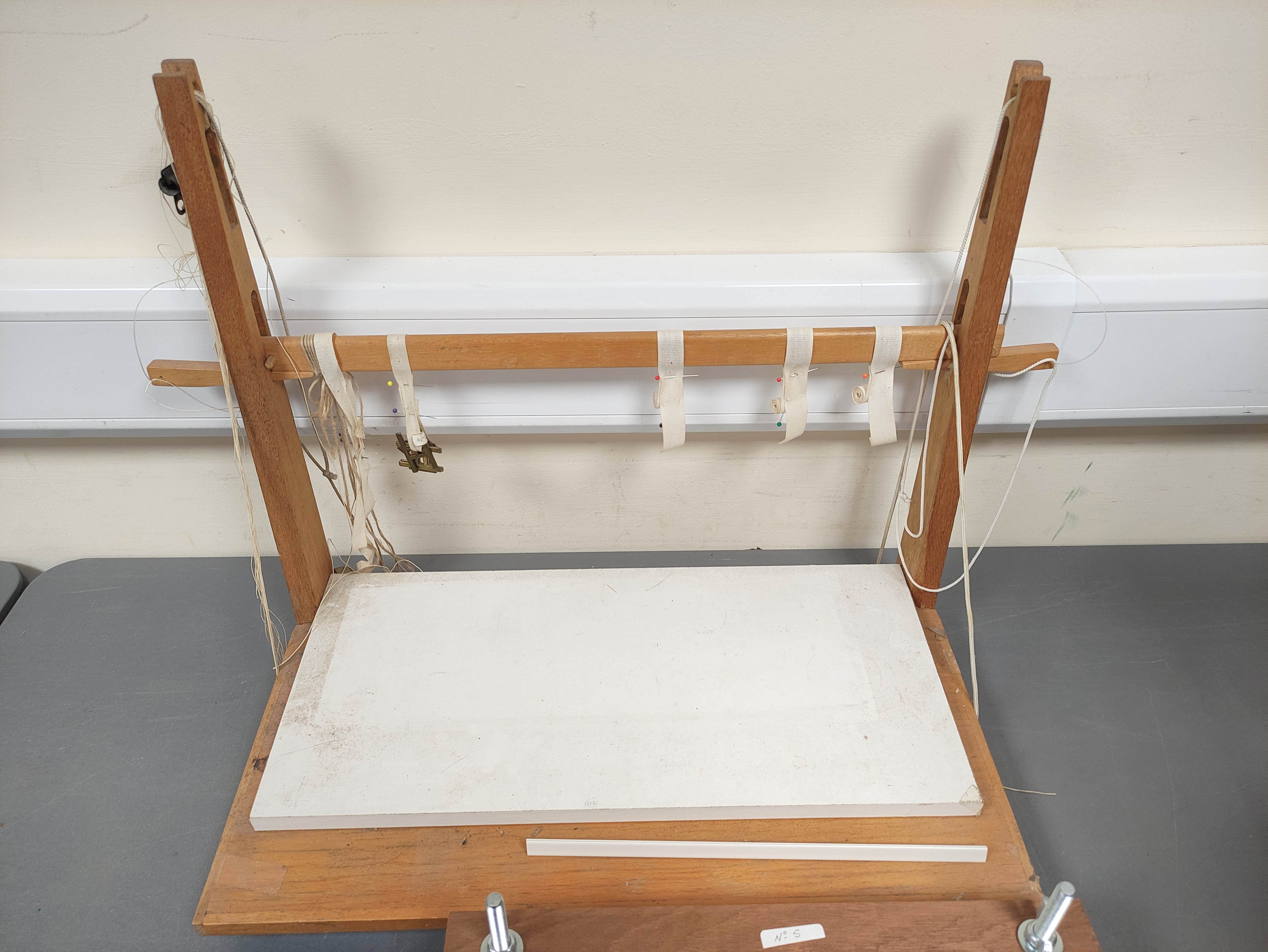 Bookbinding adjustable sewing frame and various rests. - Image 2 of 4