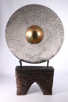 JOHN SCOTT of Sourdust Pottery, a large raku fired crackle pottery ceramic dish, signed in gold