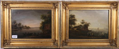 19TH CENTURY SCHOOL Landing the catch Pair of watercolours, unsigned, 22cm x 30cm, gilt frames