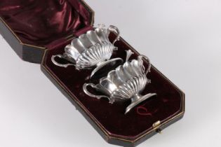 Pair of Victorian antique silver salts of fluted urn shape, by Henry Matthews, Birmingham 1893, 67.