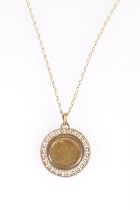 1898 sovereign in 9ct gold mount and chain, 19.7 g gross.