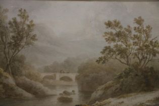 Attributed to BENJAMIN BARKER of Bath (1776-1838) Figure with cow on bridge Watercolour, unsigned,