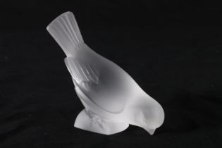 Lalique of France, a frosted glass mascot in the form of a bird, etched 'Lalique France' to the