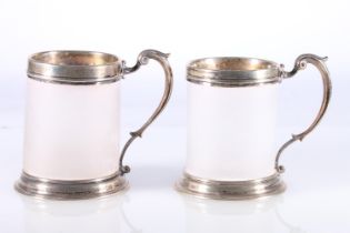 Matched pair of Victorian silver mounted glass tankards with marks for John Wilmin Figg, London 1856