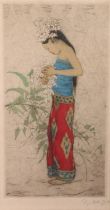 ELYSE ASHE LORD (British 1900-1971) *ARR* Untitled - young female figure with flowers Coloured