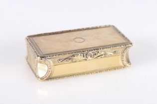 William IV antique silver gilt snuff box of rectangular shape having all over engine turned