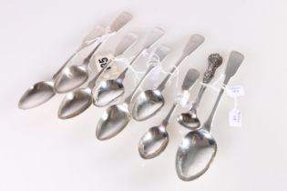 Glasgow silver teaspoons to include a set of four fiddle pattern spoons by JS (possibly James